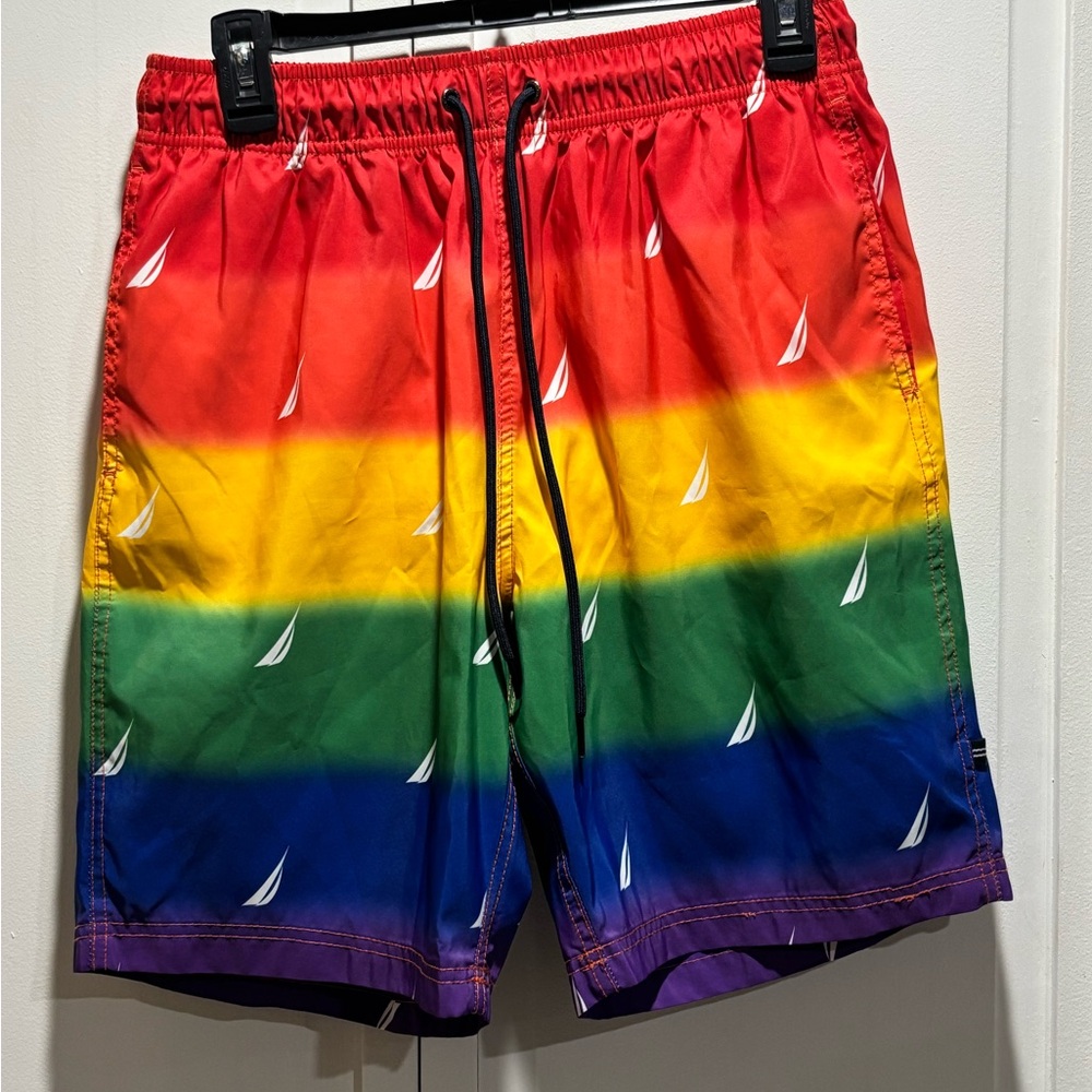 Nautica Men’s‎ Colorful Sailboat Print Swim Shorts Size Medium
